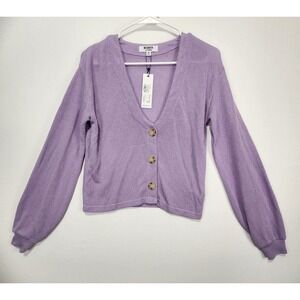 Steve Madden BB Dakota Women's Button-Up Purple Preppy Sweater Size M